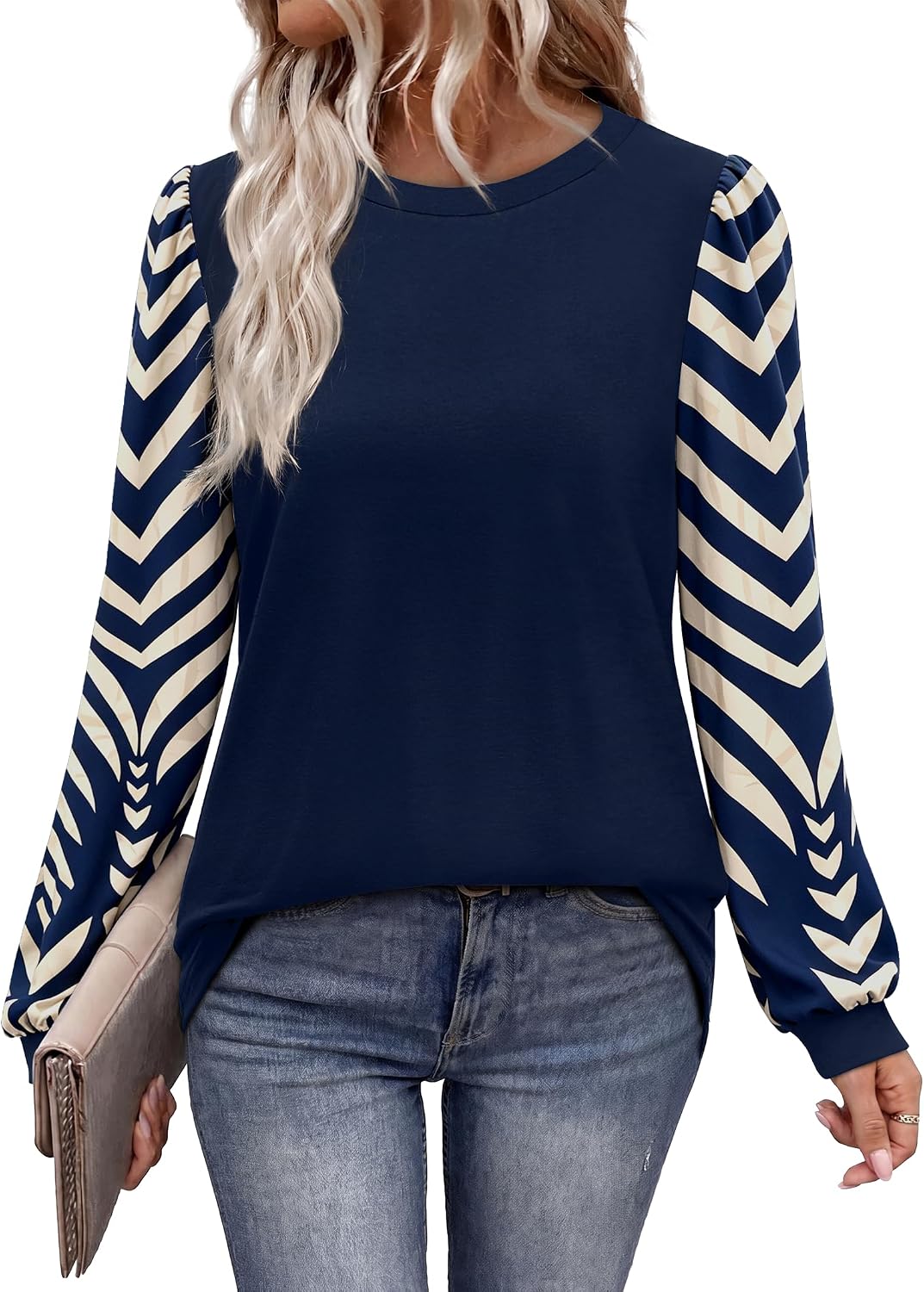 WIHOLL WIHOLL Long Sleeve Shirts for Women Fall Fashion Tops Trendy Color Block