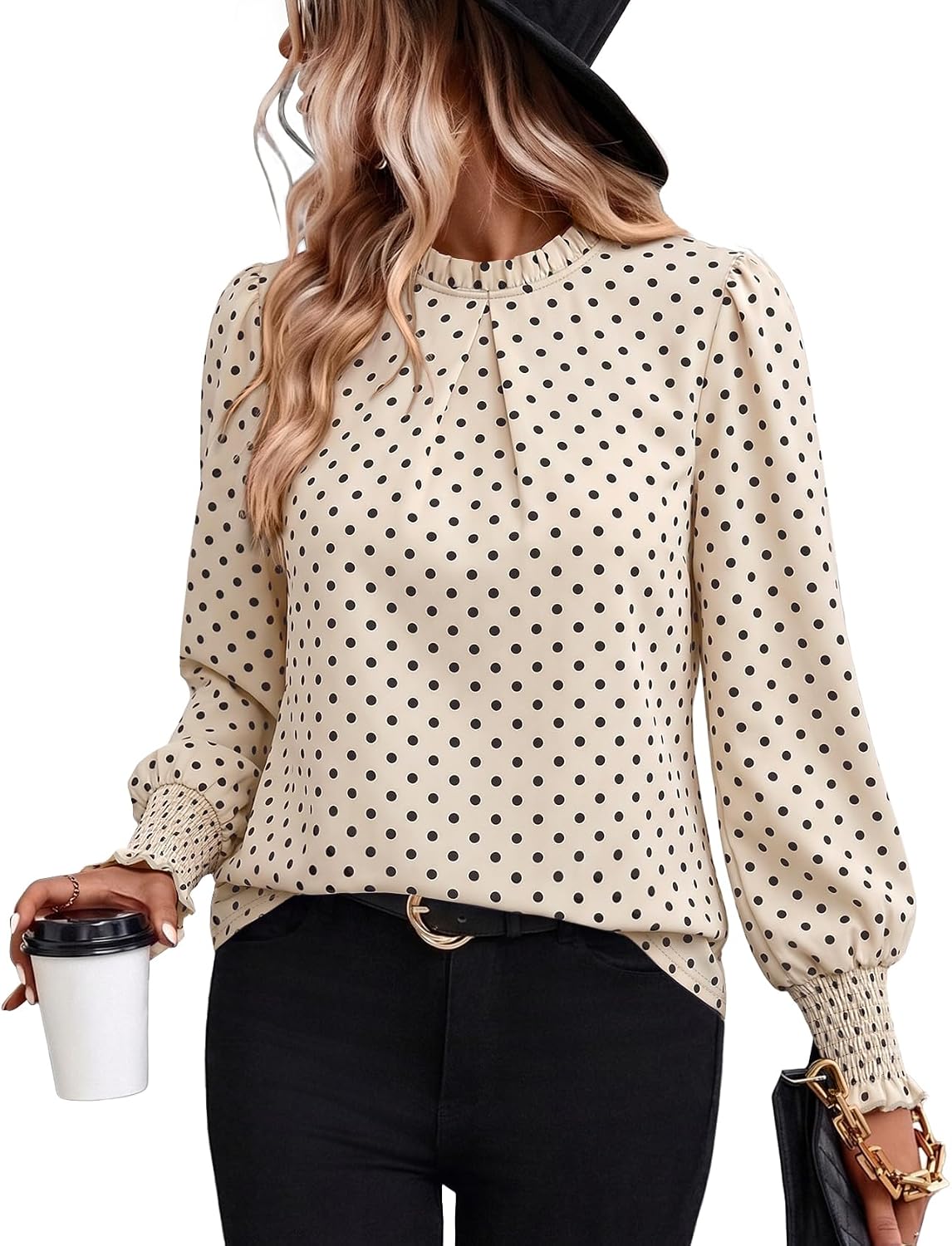 OFEEFAN OFEEFAN Womens Blouses Dressy Casual Long Sleeve Shirts Mock Neck Tops