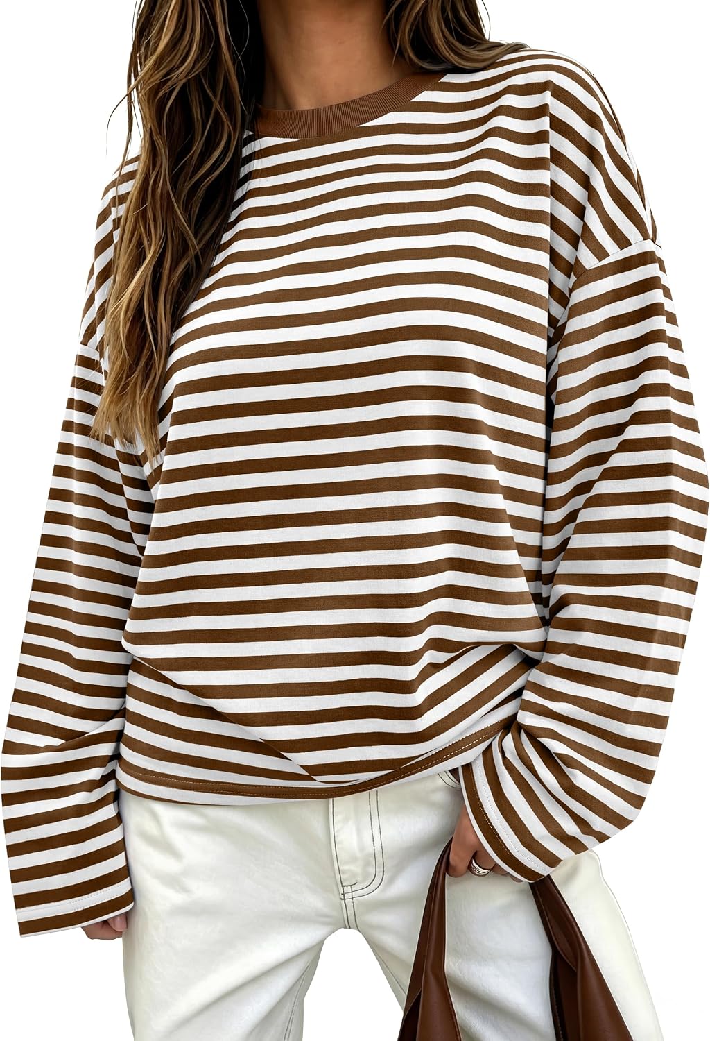 ANRABESS ANRABESS Womens Long Sleeve Shirts Oversized Striped Tops