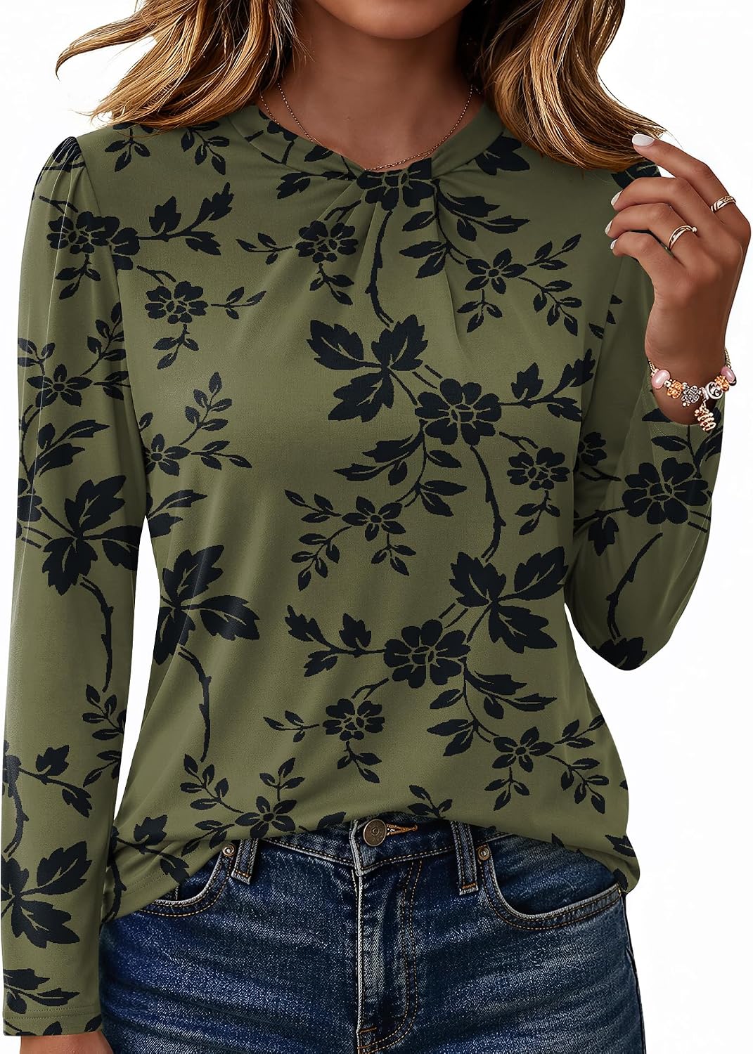 Micoson Micoson Womens Tops Long Sleeve Mock Neck Twist Knot Dressy Casual Shirts