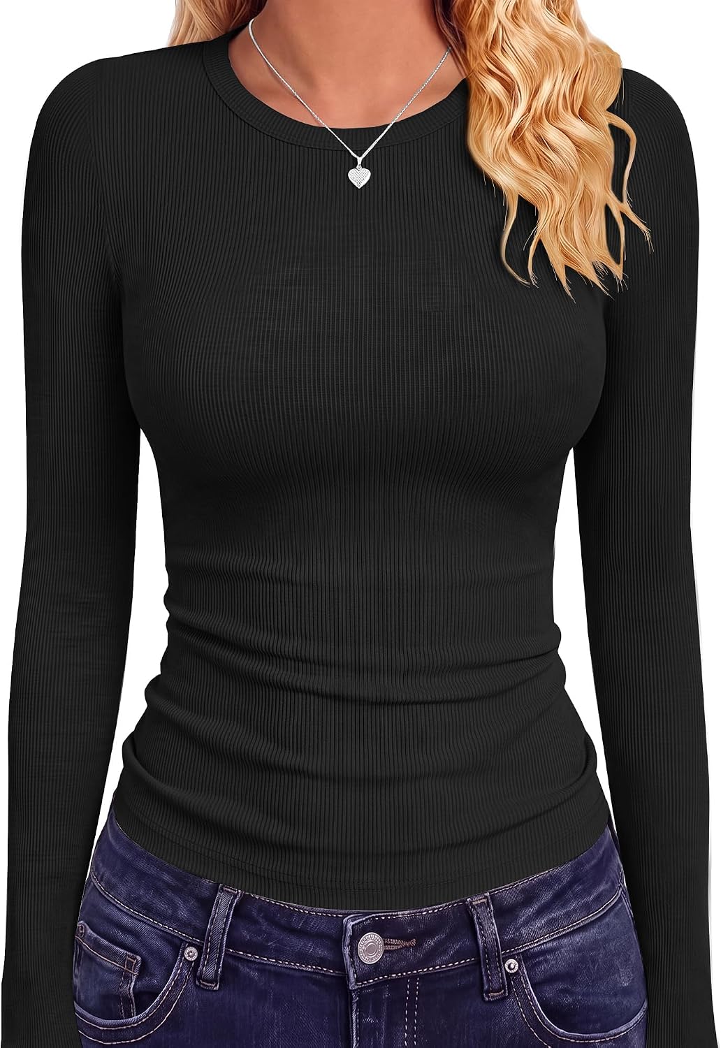 GAYHAY GAYHAY Ribbed Long Sleeve Shirts for Women Fitted Underscrub Fall Outfits