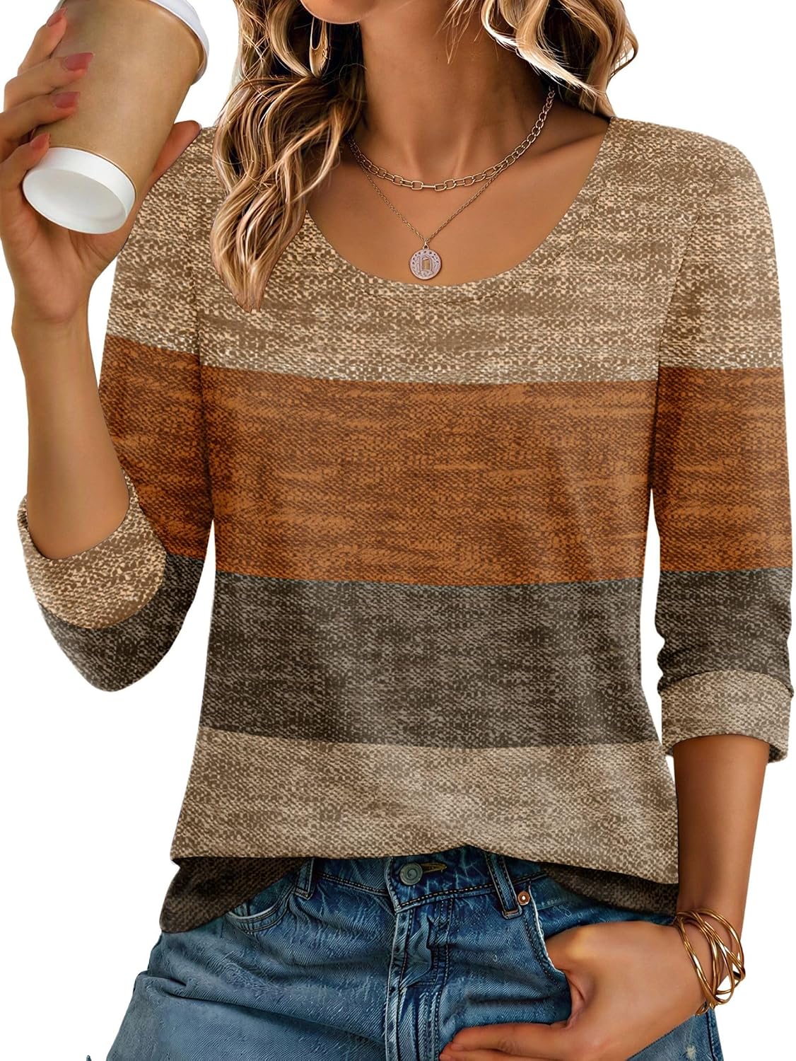 Ekouaer Ekouaer 3/4 Sleeve Womens Tops Scoop Neck T Shirts 2026 Casual Basic Tees