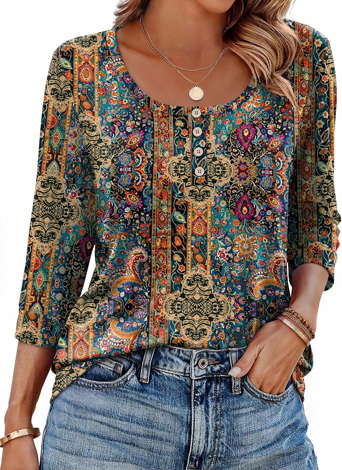 Ekouaer Ekouaer 3/4 Length Sleeve Women Tops Dressy Casual Blouses Fall Shirt 2026